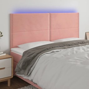 Testiera A Led Rosa 160x5x118/128 Cm İn Velluto /
