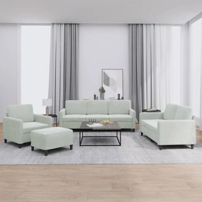 Set Di Divani 4 Pz Grigio Chiaro İn Velluto /