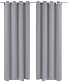 Tende Oscuranti Grigie Con Anelli Metallo Blackout 135 X 245 Cm 2 Pz /