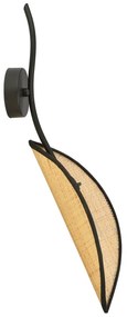 Applique da Parete in Acciaio e Tessuto LOTUS K1 Nero E14 Colore del corpo Nero e Rattan