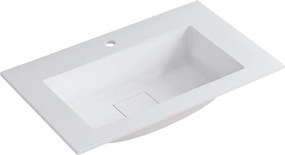 Lavabo a incasso rettangolare vasca centrale L 80.5 x H 15 x P 46 cm in resina bianco opaco