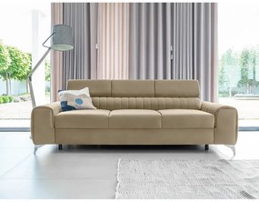 Divano marrone chiaro allungabile e rivestimento in velluto 261 cm Laurence – ELTAP