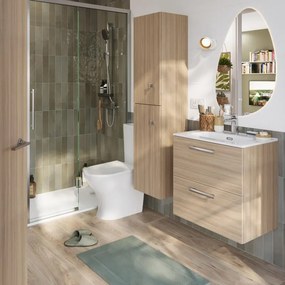 Mobile bagno sospeso con lavabo L 60 x H 57,7 x P 40 cm rovere chiaro truciolare 2 cassetti | Remix
