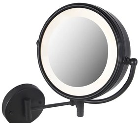 Specchio da parete di design nero con LED regolabile IP44 con tirante - Vicino