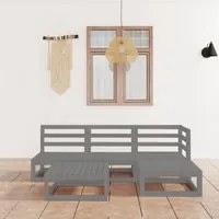 Set Divani da Giardino 5 pz Grigio in Legno Massello di Pino 3075491