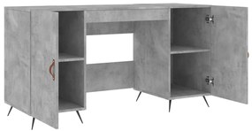 Scrivania grigio cemento 140x50x75 cm in legno multistrato