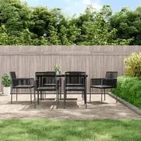 Sedie Giardino con Cuscini 6 pz Nere 54x60,5x83,5 cm Polyrattancod mxl 70271