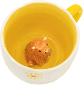 Tazza gialla e color crema in porcellana 350 ml Surprise Highland Cow – Sass &amp; Belle