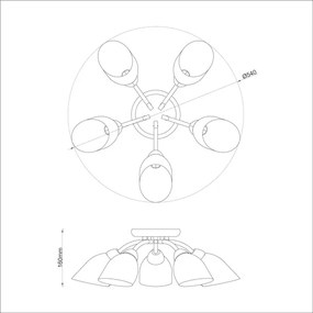 Lampadario a plafone PORTOS 5xE14/10W/230V cromo lucido