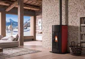 Palazzetti Julie 9 US Stufa ermetica A Pellet ecofire ad aria Con Rivestimento in metallo Rosso