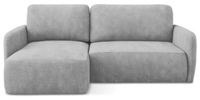 Divano angolare grigio chiaro allungabile/con contenitore (con penisola a sinistra/con chaise lounge) con rivestimento in ciniglia Lilo – Makamii