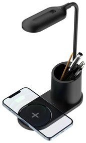 Lampada da tavolo LED LED/3W/5V con ricarica wireless nero