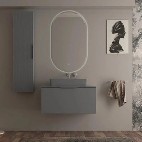 Mobile da bagno sotto lavabo BADEN HAUS Modula grigio laccato opaco L 90 x H 43 x P 44 cm 2 cassetti, lavabo non incluso