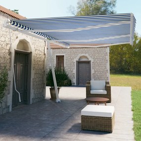 Tenda Da Sole Autoportante Manuale 600x350 Cm Blu Bianca /
