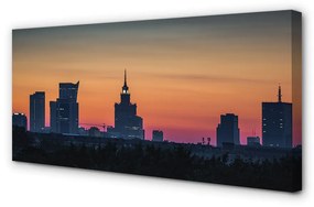 Quadro su tela Panorama del tramonto di Varsavia 100x50 cm