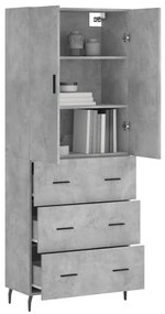 Credenza grigio cemento 69,5x34x180 cm in legno multistrato