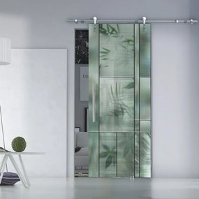 Porta scorrevole destra Heaven in alluminio bianco e verde, L 88 x H 215 cm, con binario Lux