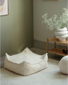 Pouf a sacco per bambini color crema con rivestimento in bouclé Square – Wigiwama