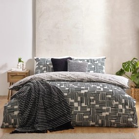 Set copripiumino e federa nero e grigio per letto matrimoniale 200x200 cm Blocks – Catherine Lansfield