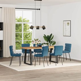 Sedie Da Pranzo 6 Pz Blu İn Velluto /