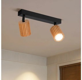 Brilagi - Faretto MODERN WOOD 2xGU10/8W/230V in legno di caucciù/nero