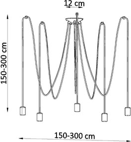 Lampadario a Sospensione 5xE27 EDISON 5 in Acciaio Nero