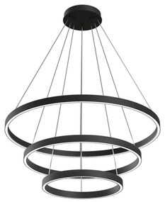 Lampadario A Sospensione Moderno Rim Alluminio Nero 3 Luci Led 115W