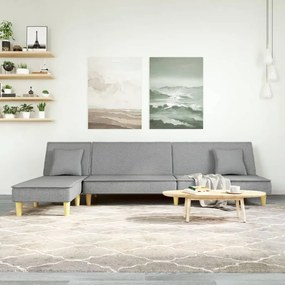 Divano Letto A L Grigio Chiaro 255x140x70 Cm İn Tessuto /