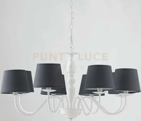 Lampadario favolabianco e grigio 8 luci attacco e14 79,3x122,5cm in...