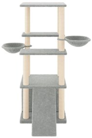 Albero per gatti con tiragraffi in sisal grigio chiaro 133 cm