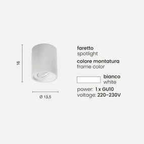 Faretto da soffitto rotonda in gesso verniciato Bianco POLKA 13x16 cm