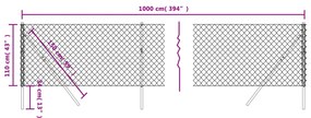 Recinzione a Rete Argento 1,1x10 m