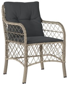 Set pranzo da giardino 9pz con cuscini grigio chiaro polyrattan