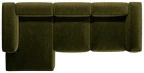 Divano angolare verde (con penisola a sinistra/con chaise lounge) con rivestimento in velluto a coste Bergamo – Cosmopolitan Design