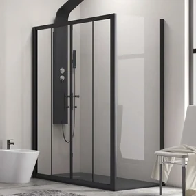 Kamalu - Box doccia 170x80 apertura doppio scorrevole telaio nero KFN6000S