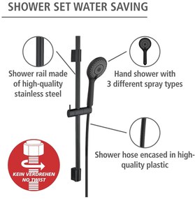 Set doccia in acciaio inox nero 70 cm Water Saving - Wenko