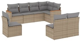 Set divano da giardino 8 pz con cuscini beige in polyrattan