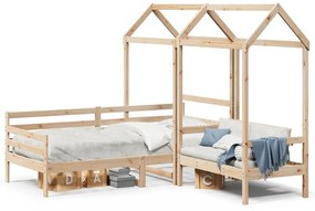 Set Dormeuse E Panca Con Tetto 90x200cm Legno Massello Di Pino /