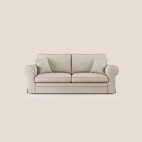 Lady divano classico bicolore in piuma d'oca realizzato con tessuto impermeabile T02 panna - rosso
