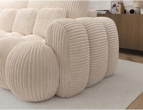 Divano beige allungabile con rivestimento in velluto a coste 256 cm Cotonn – ELTAP