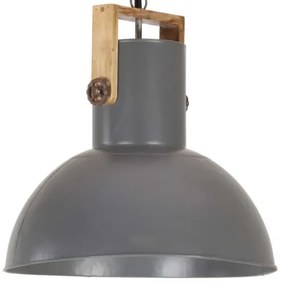 Lampada Soffitto Industriale 25 W Grigia Rotonda in Mango 52cm