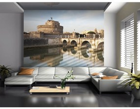 Carta da parati moderna Architettura di Roma, Italia - Ponte Sant'Angelo sul fiume Tevere