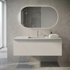 Mobile da bagno sospeso sotto lavabo Pixel plain 1 cassetto L 120 x H 40 x P 45.5 cm grigio pastello laccato opaco, con maniglia alluminio brillante