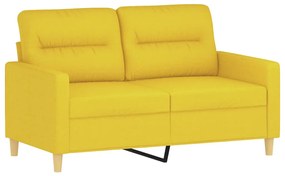 Set di divani 2 pz con cuscini giallo chiaro in tessuto