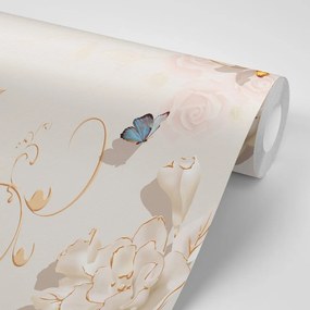 Carta da parati – Natura morta vintage con farfalla