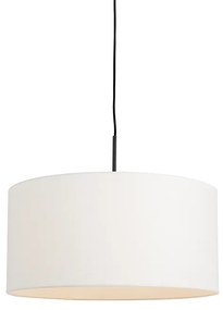 Lampada a sospensione moderna nera con paralume bianco 50 cm - Combi 1
