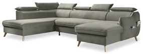 Divano letto angolare in velluto grigio chiaro a "U" (angolo sinistro) Sweet Harmony - Miuform