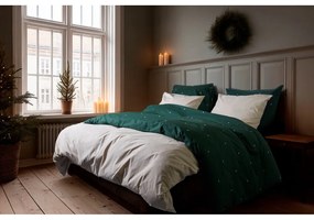 Set copripiumino e federa beige in percalle di cotone per letto singolo 140x200 cm Christmas Fable – JUNA