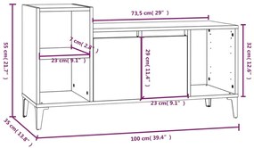 Mobile TV Grigio Sonoma 100x35x55 cm in Legno Multistrato