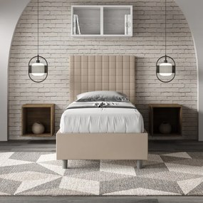 Letto singolo senza rete imbottito 80x210 similpelle tortora Sunny